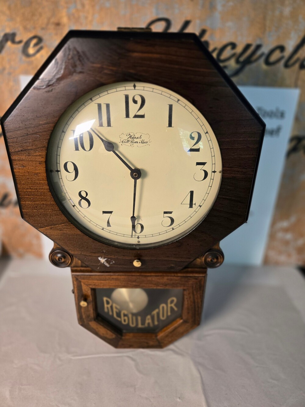 Regulator-Style Wooden Wall Clock – Fall River Mass Dial – Takane Quartz Movemen
